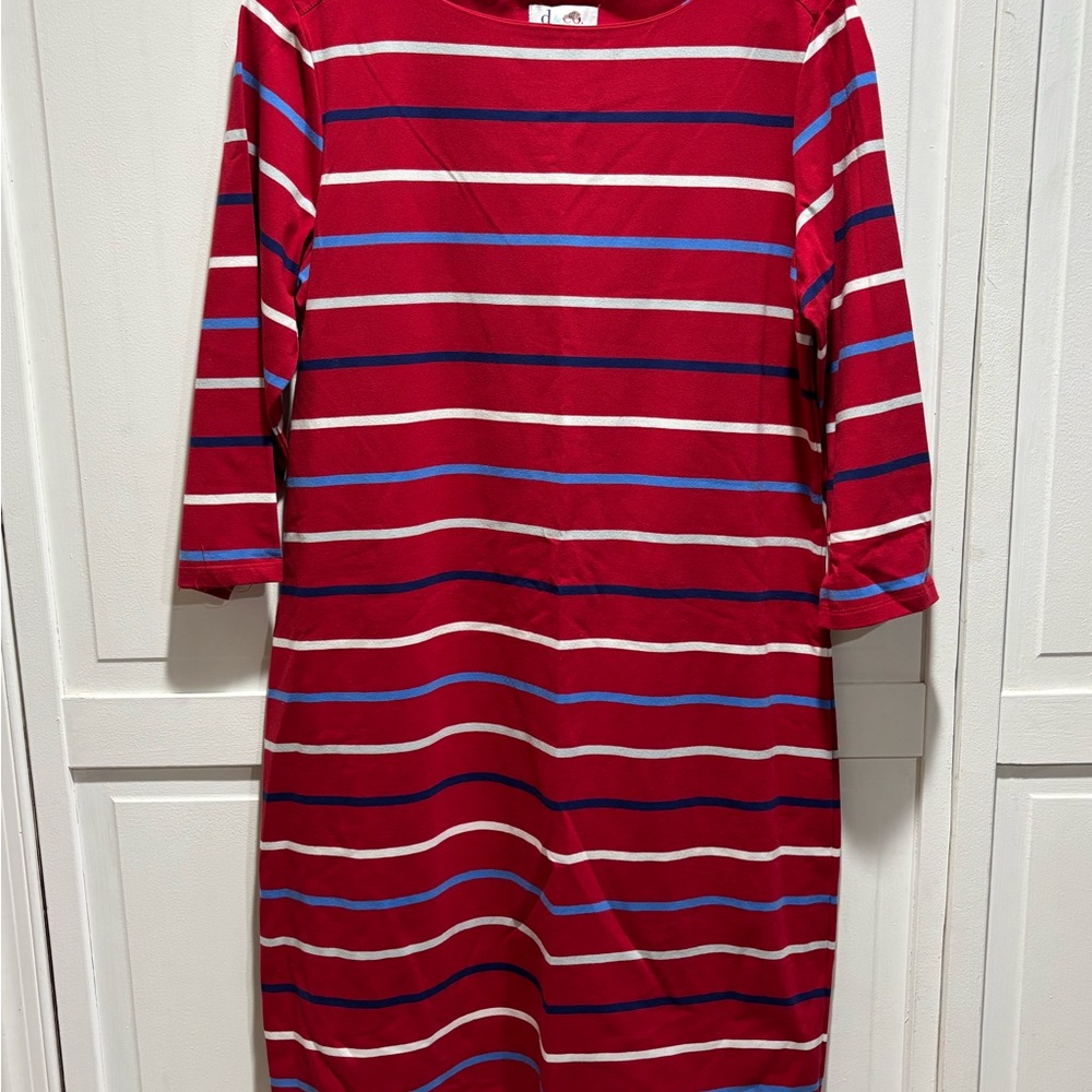 D&co. Striped Long Sleeve Dress‎ in Red and Blue Size Small